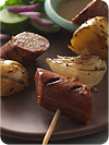 Smoked Sausage Kabobs with Beer-Mustard Sauce